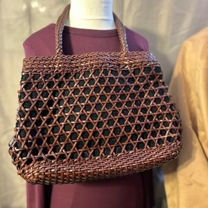 Vintage Talbot’s Woven Brown Leather Handbag
